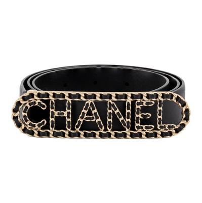 Chanel Size 90/36 Black Chain Logo Belt