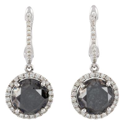 White & Black 18K Gold Black Diamond Earrings