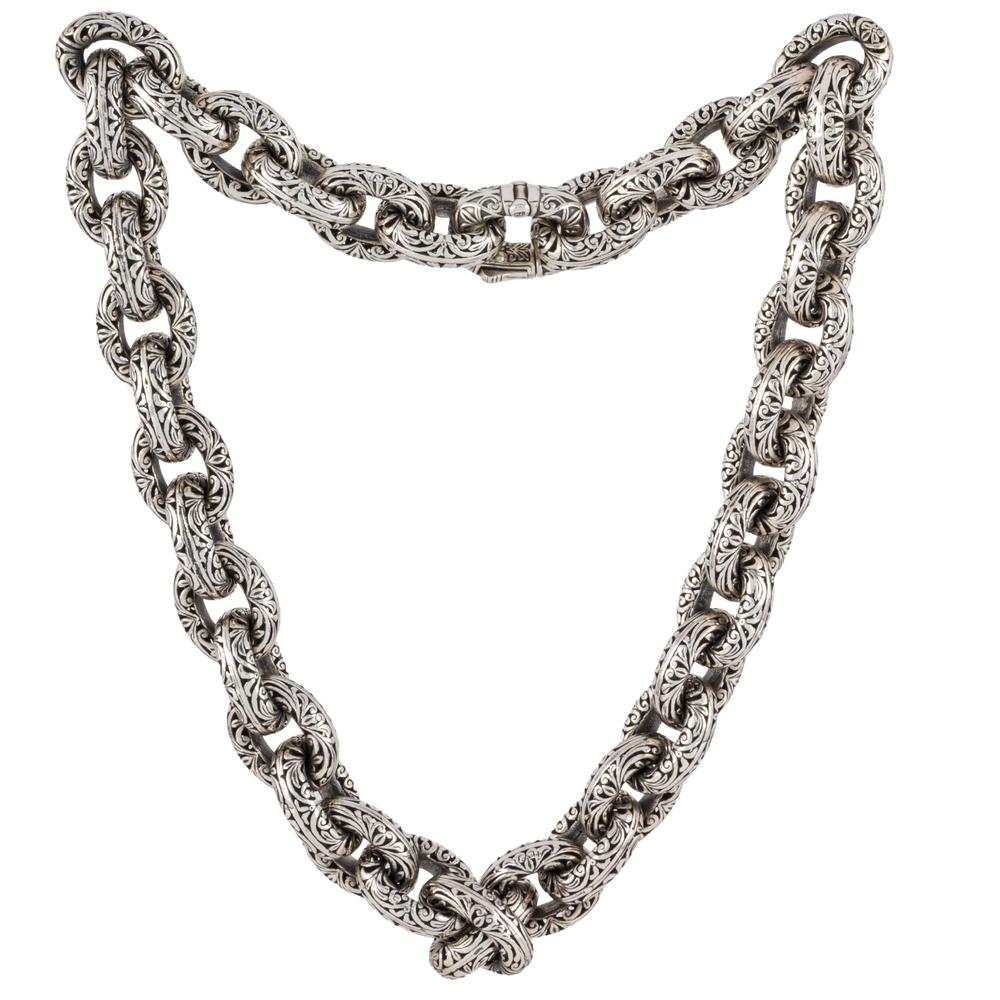 Konstantino Size Large Silver Link Collar Necklace