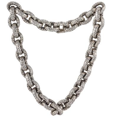 Konstantino Size Large Silver Link Collar Necklace