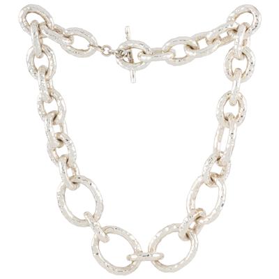 Ippolita Size Large Silver Hammered Bastille Link Necklace