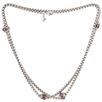 David Yurman Sterling Silver Gemstone 18K Gold Necklace