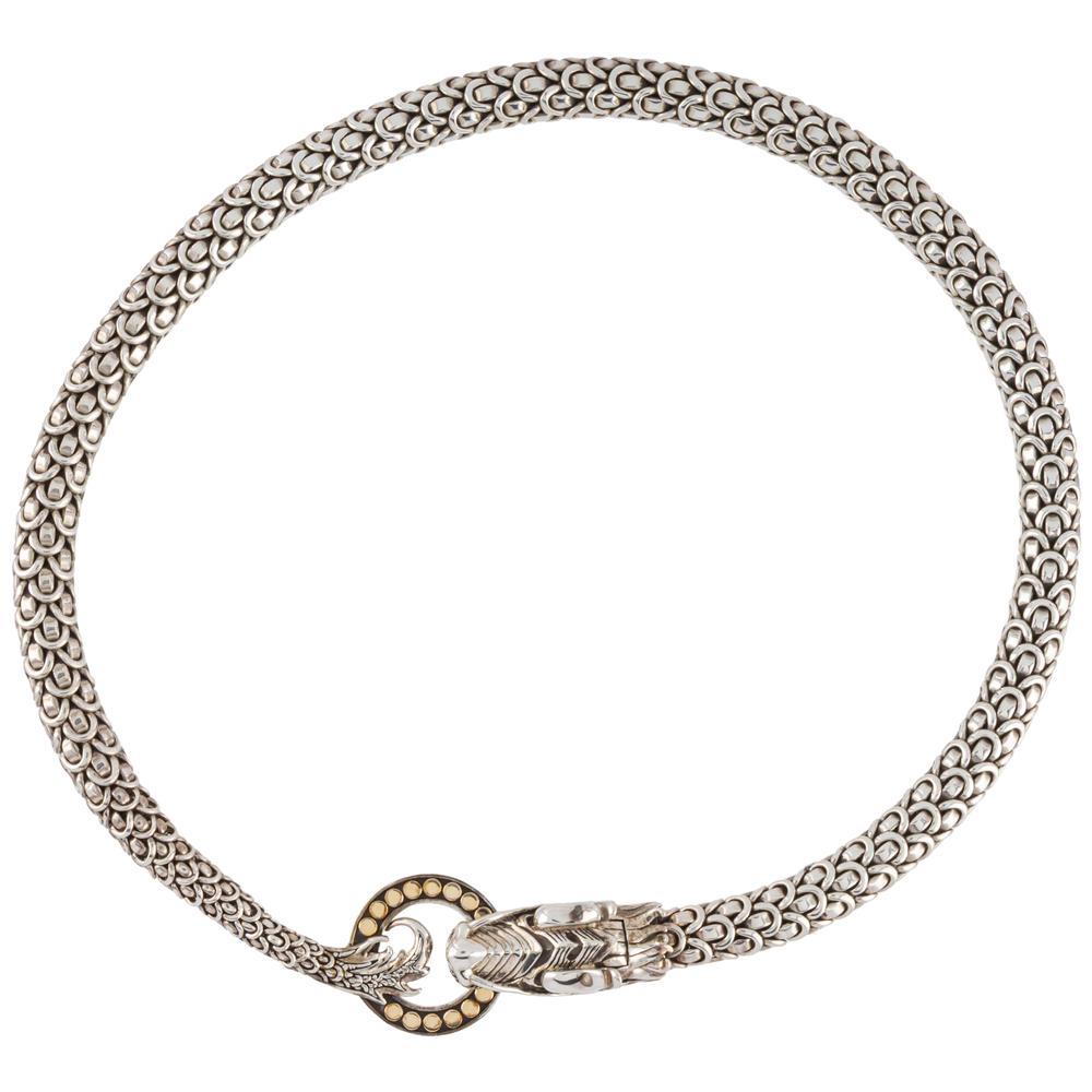 John Hardy Sterling Silver 18k Gold Naga Dragon Necklace