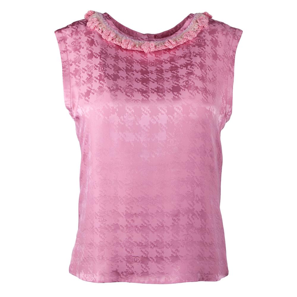 Chanel Size 36 Pink Silk Blouse