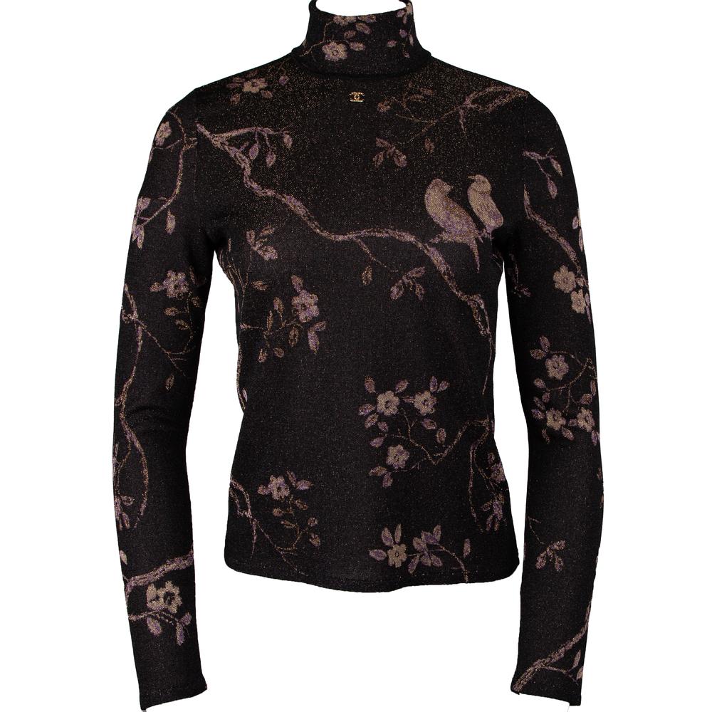 Chanel Size 38 Long Sleeved Turtle Neck Blouse