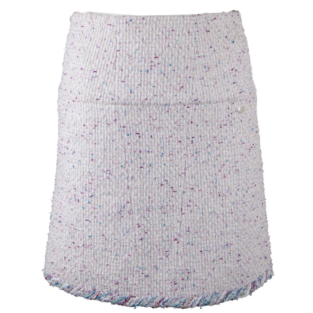 Chanel Size 38 White Tweed Skirt