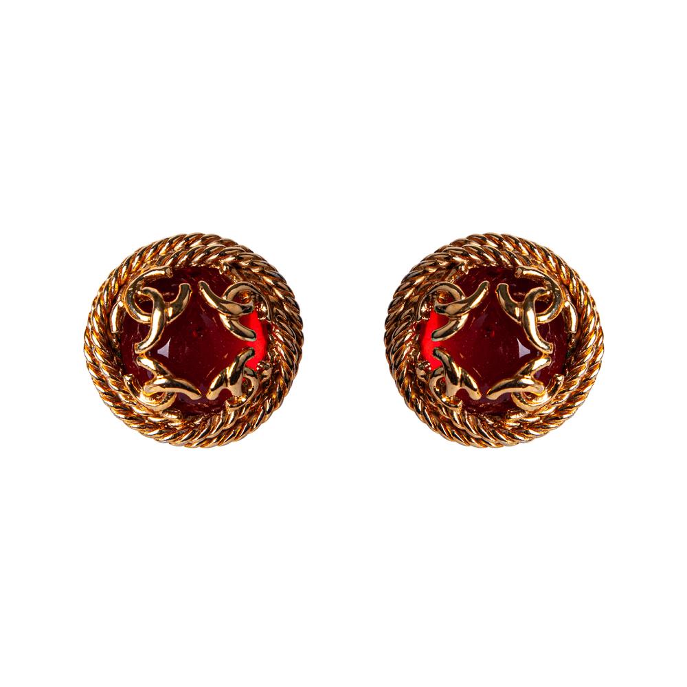 Rare Vintage Chanel Gripoix Clip On Earrings
