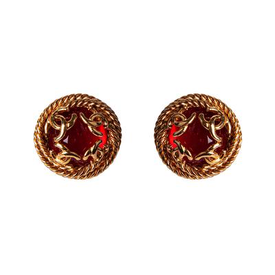 Rare Vintage Chanel Gripoix Clip On Earrings