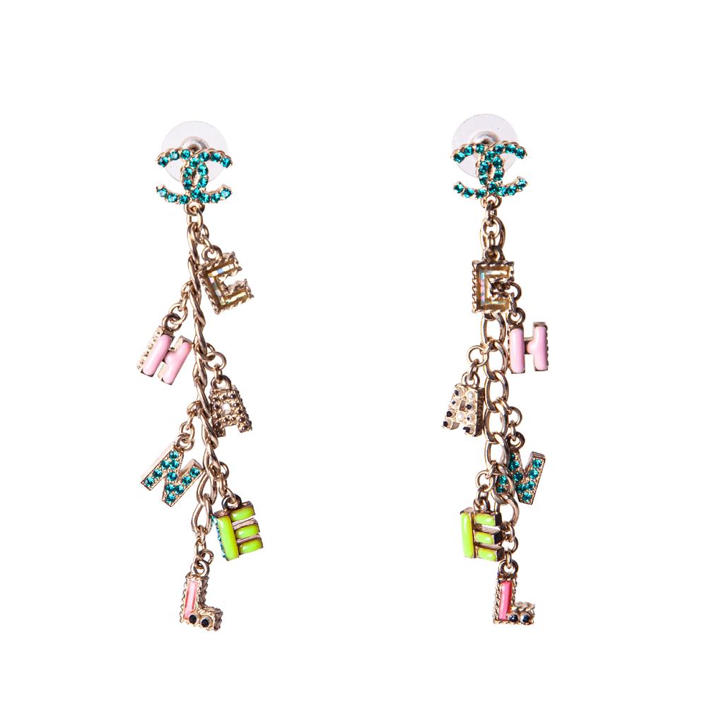 Chanel Multicolored Charm Drop Earrings