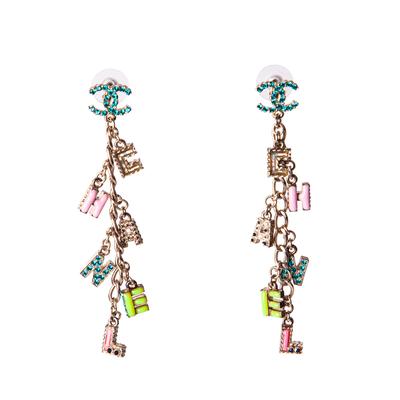 Chanel Multicolored Charm Drop Earrings