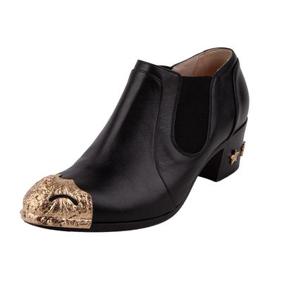 Chanel Size 40 Black Leather Paris Dallas Ankle Boots