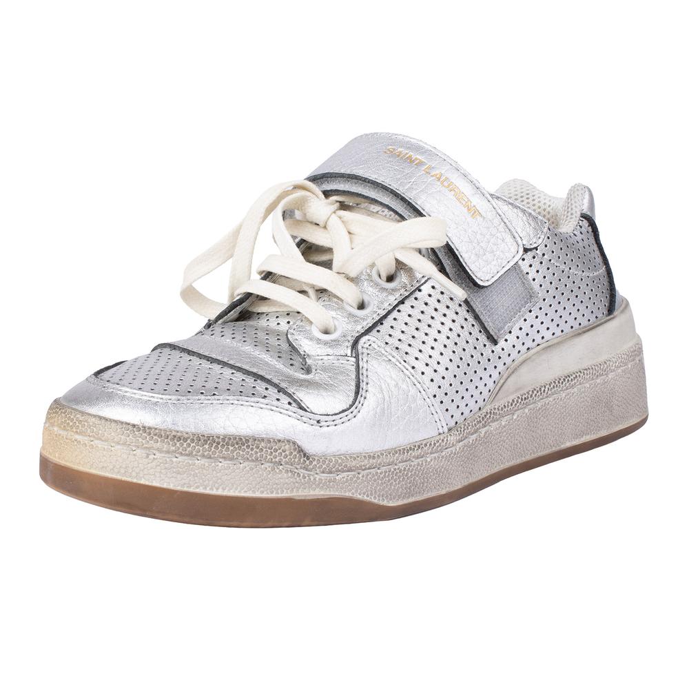 Saint Laurent Size 35.5 Silver Leather Sneakers