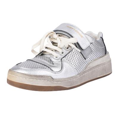 Saint Laurent Size 35.5 Silver Leather Sneakers