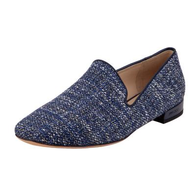 Jimmy Choo Size 37.5 Blue Tweed Loafers