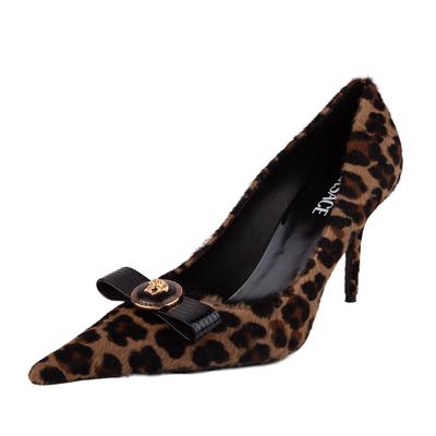 Versace Size 41 Leopard Print Pointed Toe Heels