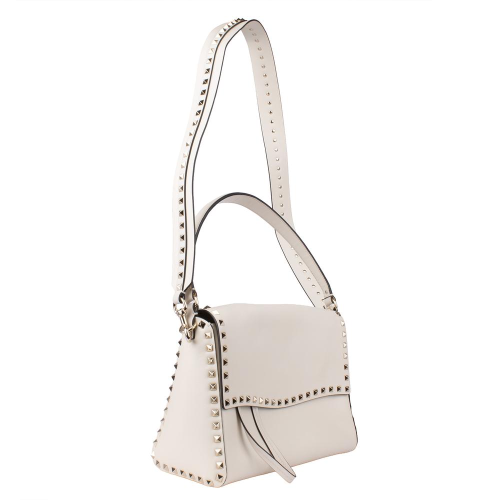 Valentino Rockstud Cream Leather Flap Crossbody