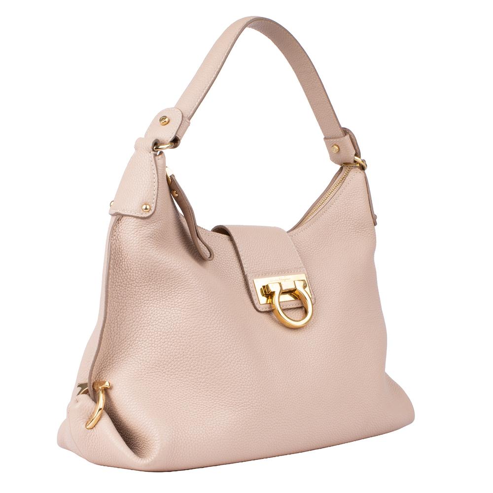 Salvatore Ferragamo Fanisa Beige Leather Hobo