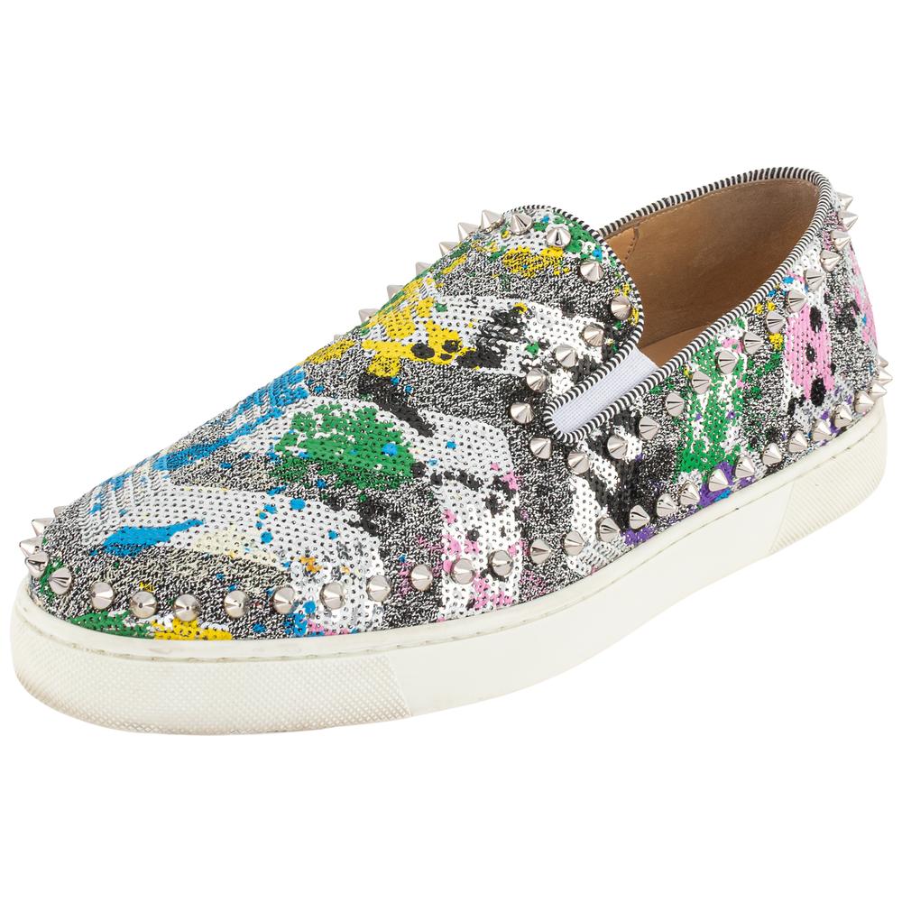 Christian Louboutin Size 42 Multicolor Sequin Splash Spiked Shoes
