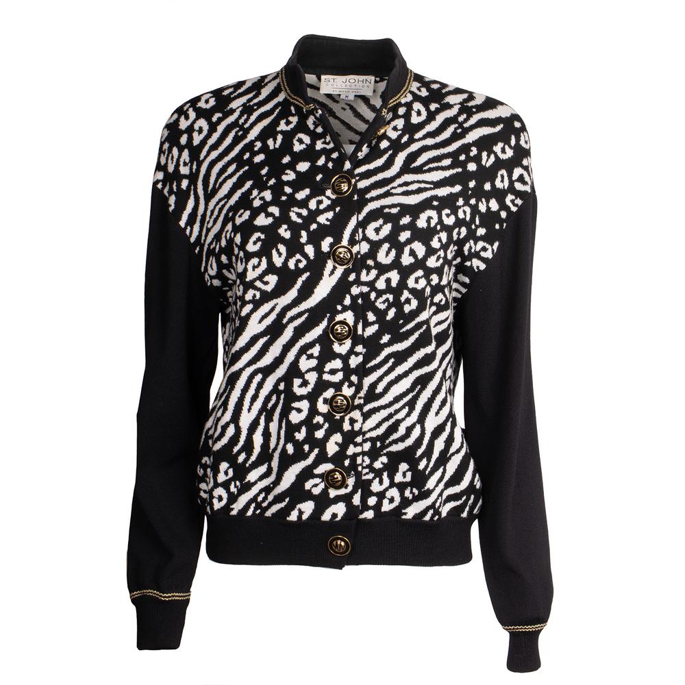 St.John Med Animal Print Knit Top