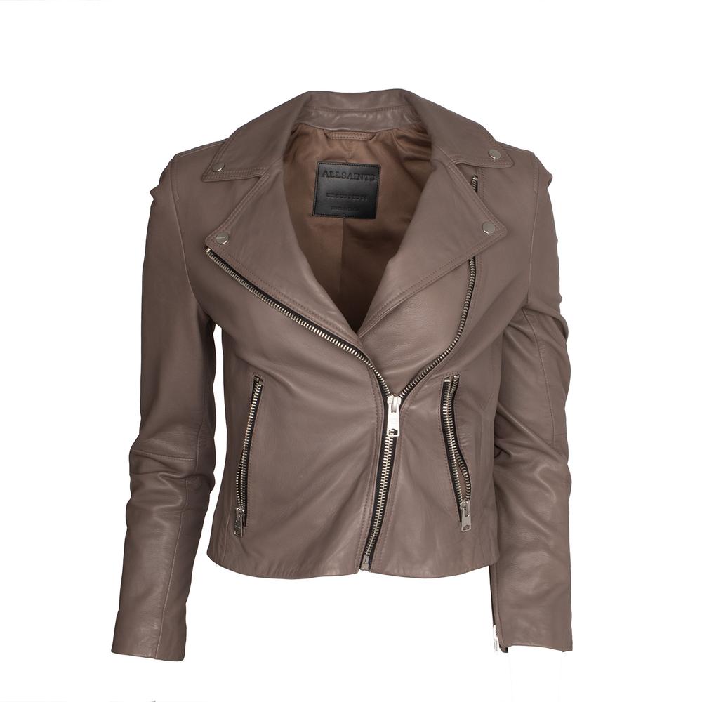 All Saints Size 2 Taupe Leather Jacket