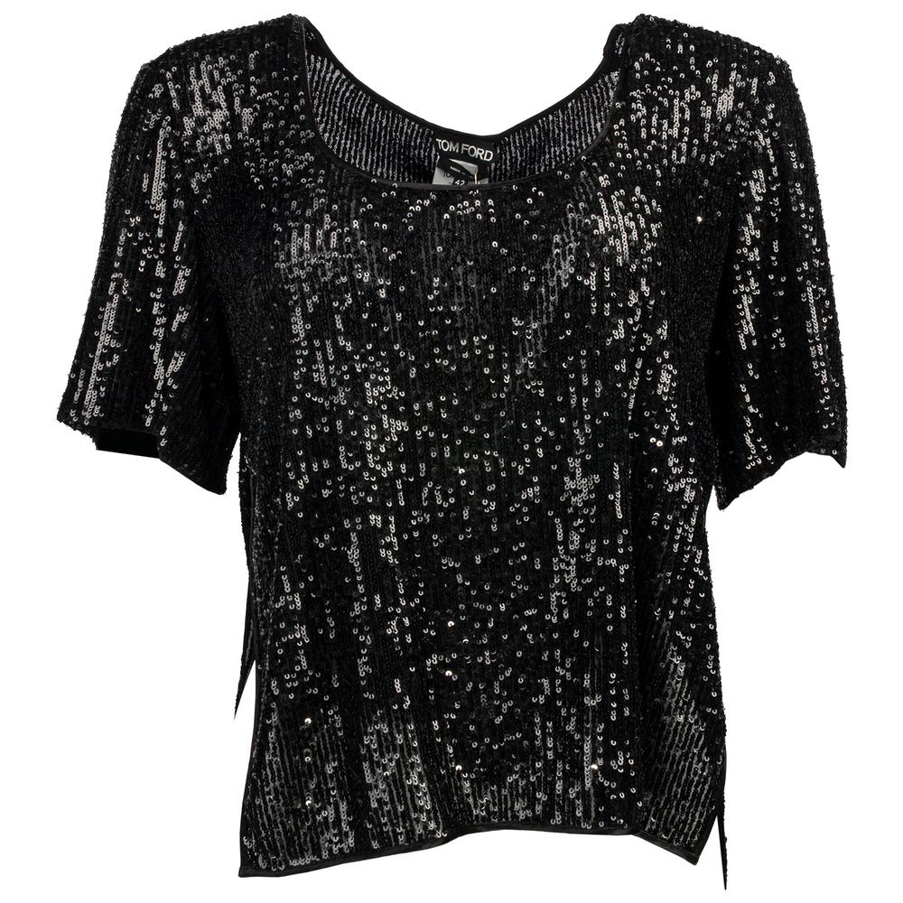 Tom Ford Size 42 Black Sequin Top