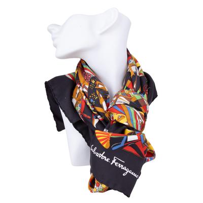 Salvatore Ferragamo Black Silk Scarf