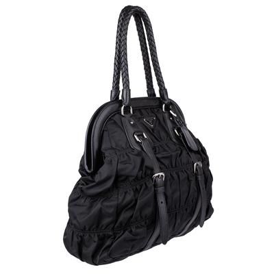 Prada Black Tessuto Leather Nylon Handbag