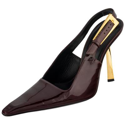 Saint Laurent Size 38.5 Burgundy Patent Slingback Heels
