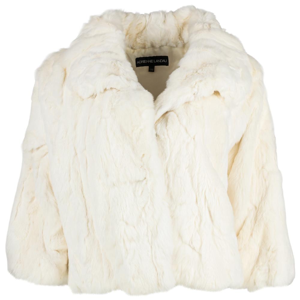 Adrienne Landau Size Small Beige Fur Jacket