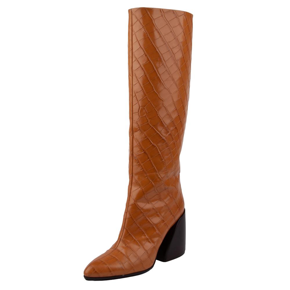 Chloe Size 38 Embossed Leather Boots