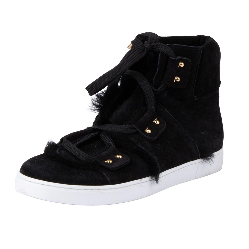 Ferragamo Size 9 Black Suede Sneakers