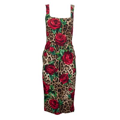 Dolce & Gabbana Leopard & Rose Size 40 Sleeveless Dress