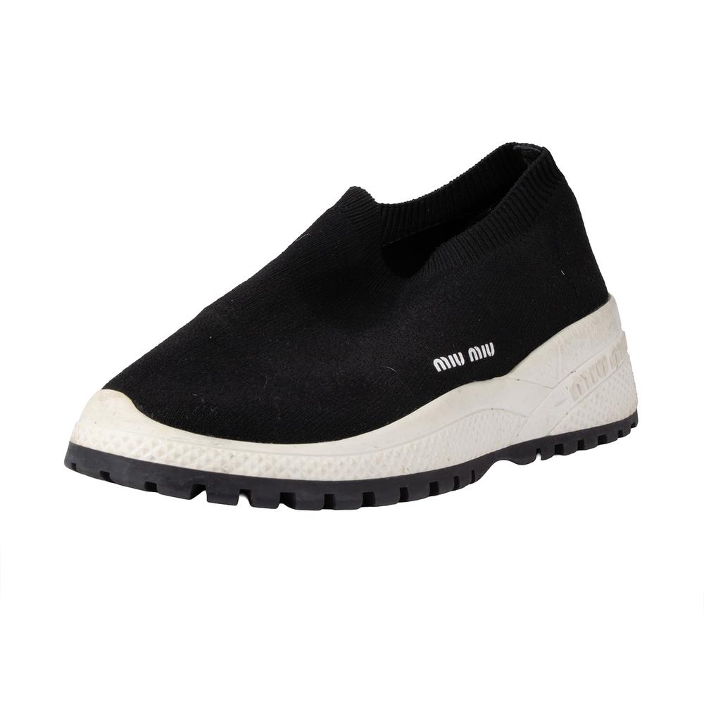 Miu Miu Size 8 Black Slip On Sneakers
