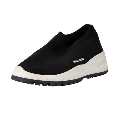 Miu Miu Size 8 Black Slip On Sneakers