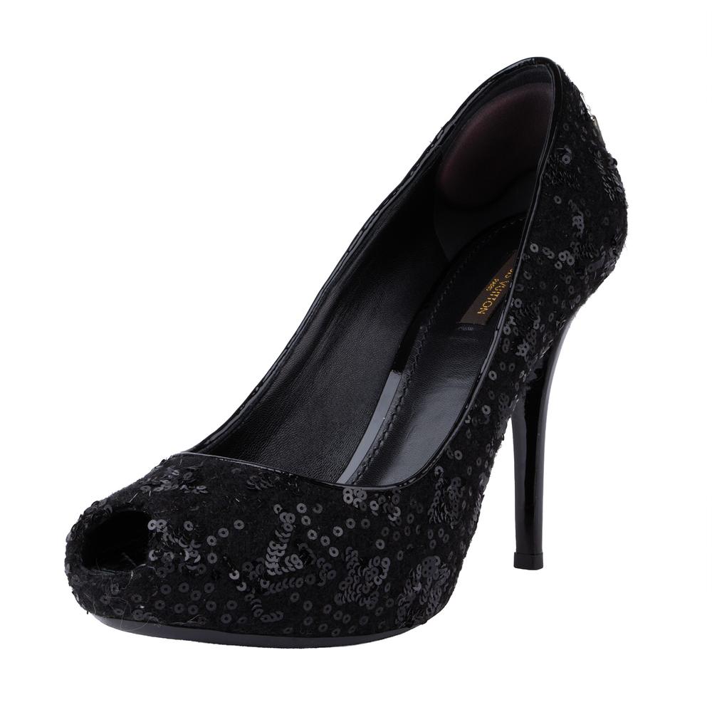 Louis Vuitton Size 40 Black Sequin Heels