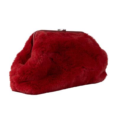 Marian Paquette Red Faux Fur Clutch