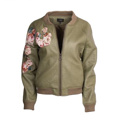 Joe's Size Small Green Embroidered Leather Jacket