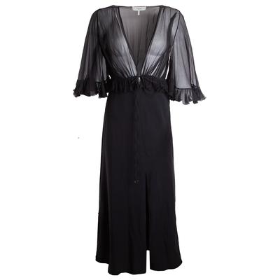  Chloé Size 36 Black Ruffled Silk-Chiffon and Crepe Maxi Dress