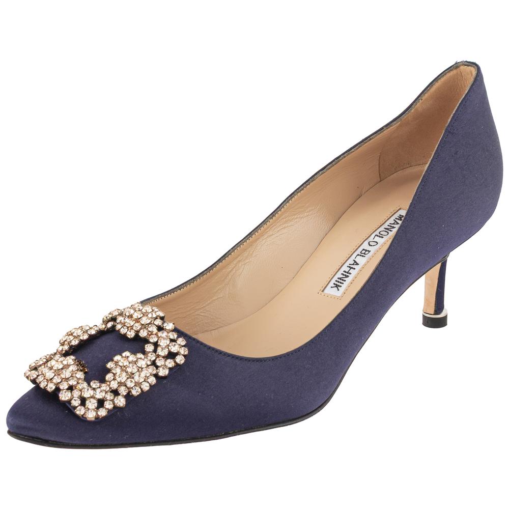 Manolo Blahnik Size 36 Blue Satin Heels
