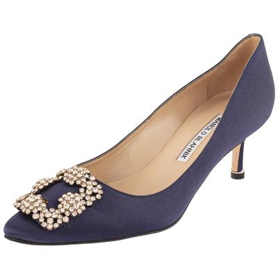 Manolo Blahnik Size 36 Blue Satin Heels