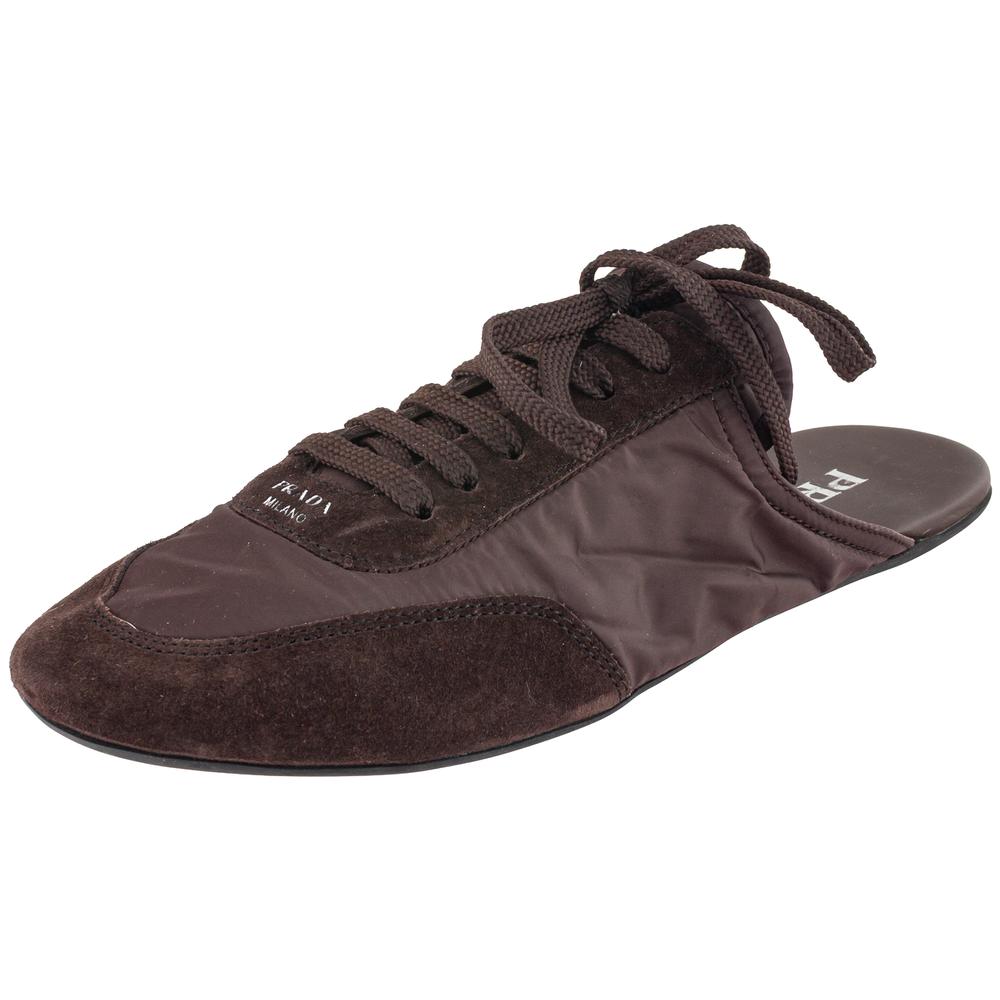 Prada Size 36.5 Brown Nylon Lace Shoes