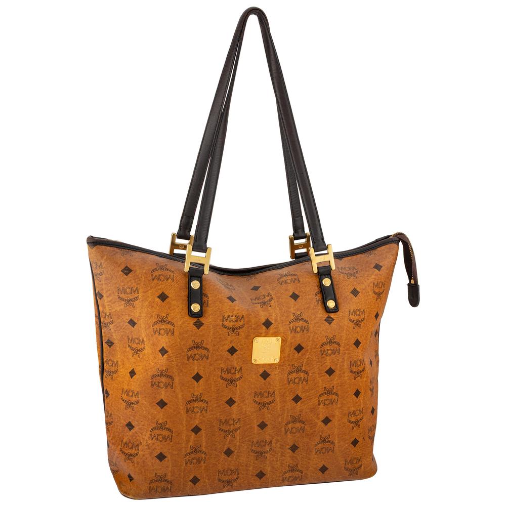 Mcm Brown Monogram Tote W/Pouch