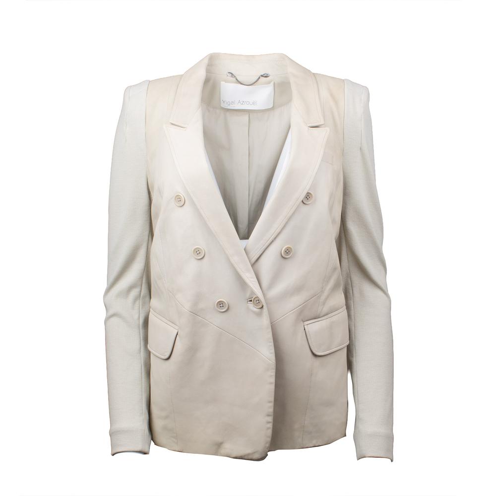 Yigal Azrouel Size 10 Taupe Leather Blazer