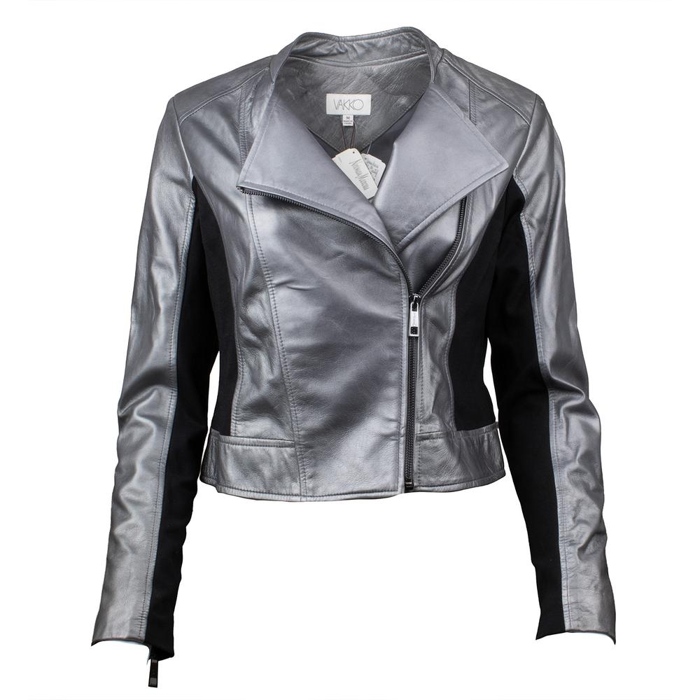Vakko Medium Silver Leather Jacket