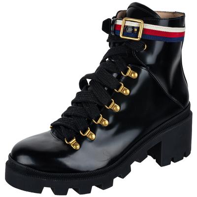 Gucci Size 42 Black Leather Combat Boots