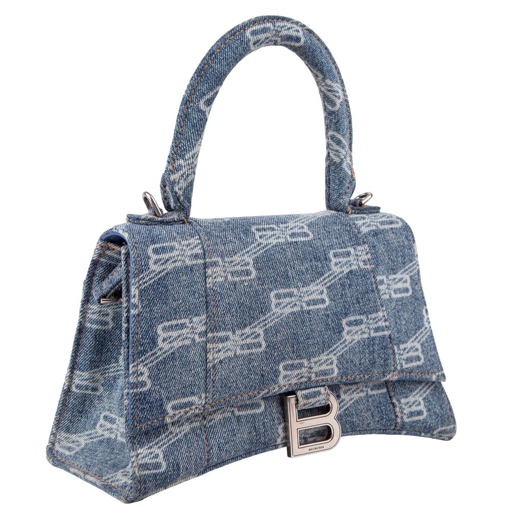 Balenciaga Blue Hourglass Bb Denim Handbag