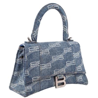 Balenciaga Blue Hourglass BB Denim Handbag