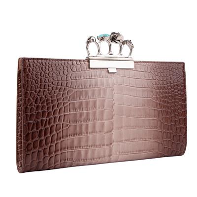 Alexander McQueen Brown Embossed Leather Clutch