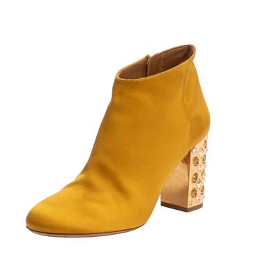 Aquazzura Size 37 Gold Satin Heels