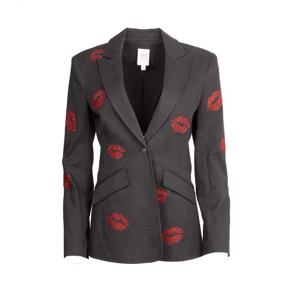 Cinq A Sept Rhinestone Lips Blazer